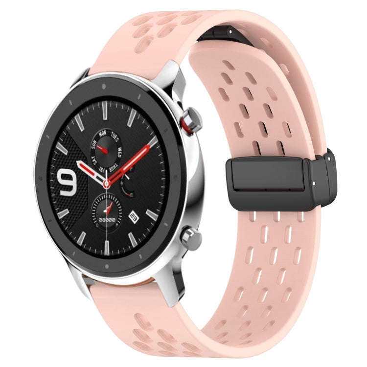 For Amazfit GTR 4 22mm Folding Magnetic Clasp Silicone Watch Band(Pink)