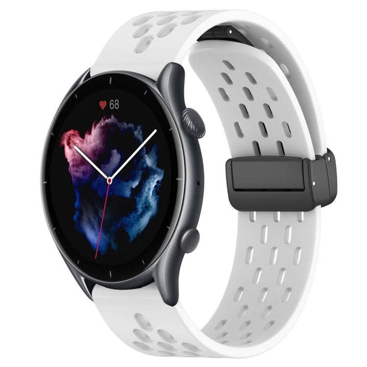 For Amazfit GTR 3 22mm Folding Magnetic Clasp Silicone Watch Band(White)