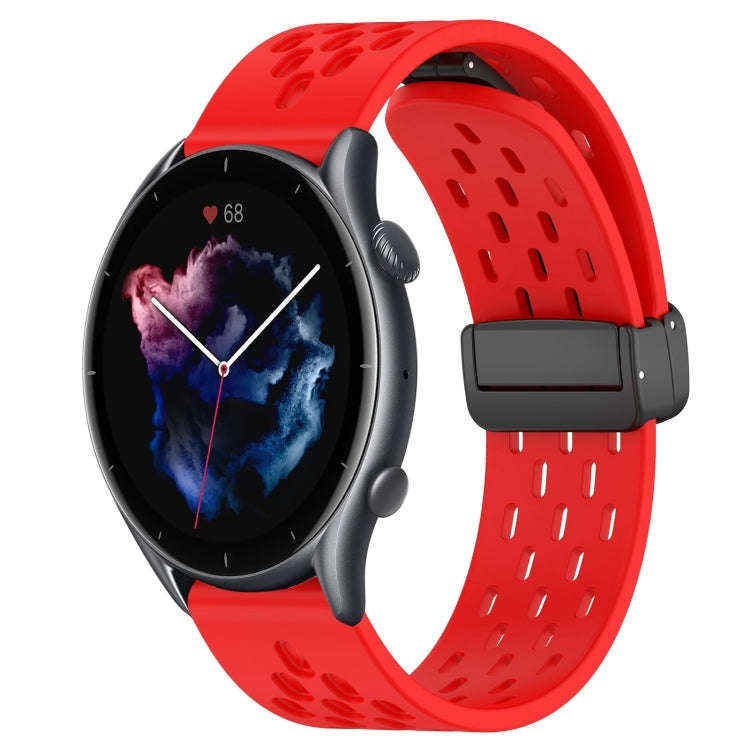 For Amazfit GTR 3 22mm Folding Magnetic Clasp Silicone Watch Band(Red)