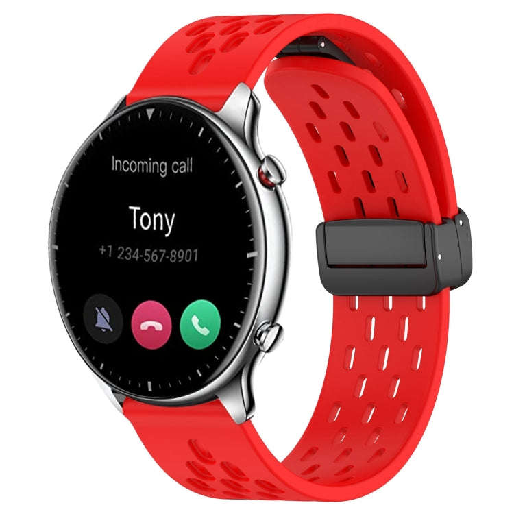 For Amazfit GTR 2 22mm Folding Magnetic Clasp Silicone Watch Band(Red)