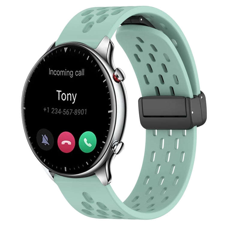 For Amazfit GTR 2 22mm Folding Magnetic Clasp Silicone Watch Band(Water Duck)