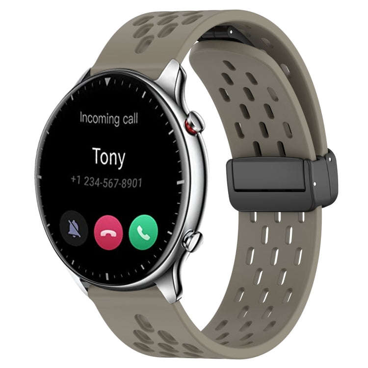 For Amazfit GTR 2 22mm Folding Magnetic Clasp Silicone Watch Band(Space Ash)