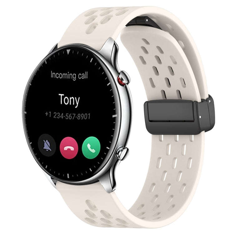 For Amazfit GTR 2 22mm Folding Magnetic Clasp Silicone Watch Band(Starlight)