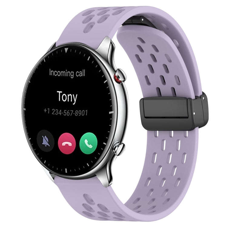 For Amazfit GTR 2 22mm Folding Magnetic Clasp Silicone Watch Band(Purple)