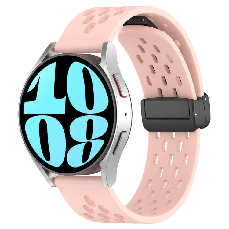 For Amazfit Bip 5 22mm Folding Magnetic Clasp Silicone Watch Band(Pink)