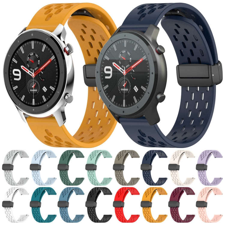 For Amazfit GTR 2e 22mm Folding Magnetic Clasp Silicone Watch Band(Light Blue)