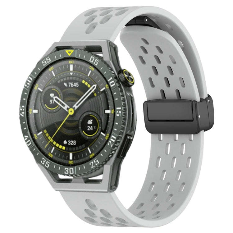 For Huawei Watch GT3 SE 22mm Folding Magnetic Clasp Silicone Watch Band(Light Grey)