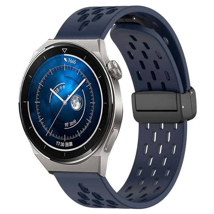 For Huawei Watch GT3 Pro 46mm 22mm Folding Magnetic Clasp Silicone Watch Band(Midnight Blue)