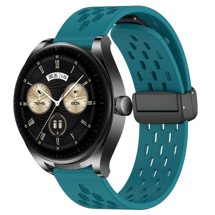 For Huawei Watch Buds 22mm Folding Magnetic Clasp Silicone Watch Band(Hidden Green)