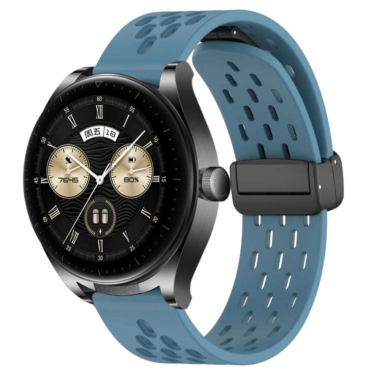 For Huawei Watch Buds 22mm Folding Magnetic Clasp Silicone Watch Band(Blue)