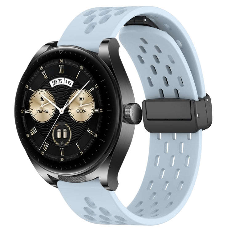 For Huawei Watch Buds 22mm Folding Magnetic Clasp Silicone Watch Band(Light Blue)