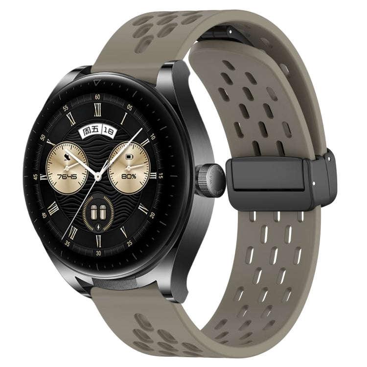 For Huawei Watch Buds 22mm Folding Magnetic Clasp Silicone Watch Band(Space Ash)