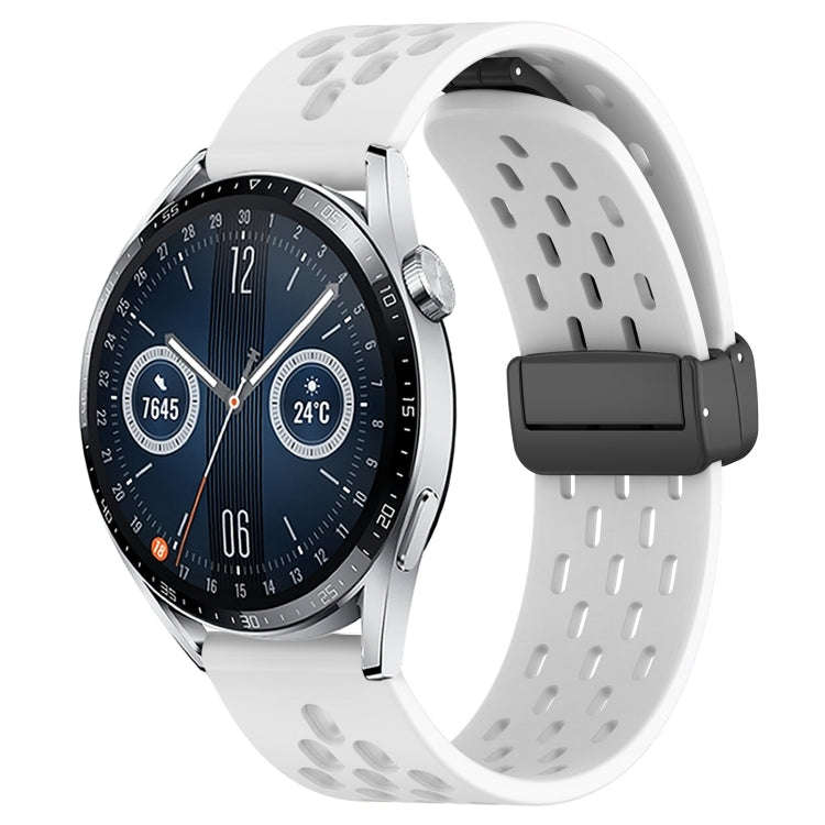 For Huawei Watch GT3 46mm 22mm Folding Magnetic Clasp Silicone Watch Band(White)