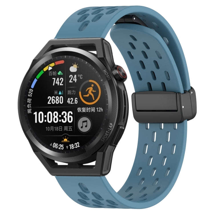 For Huawei Watch GT Runner 22mm Folding Magnetic Clasp Silicone Watch Band(Blue)