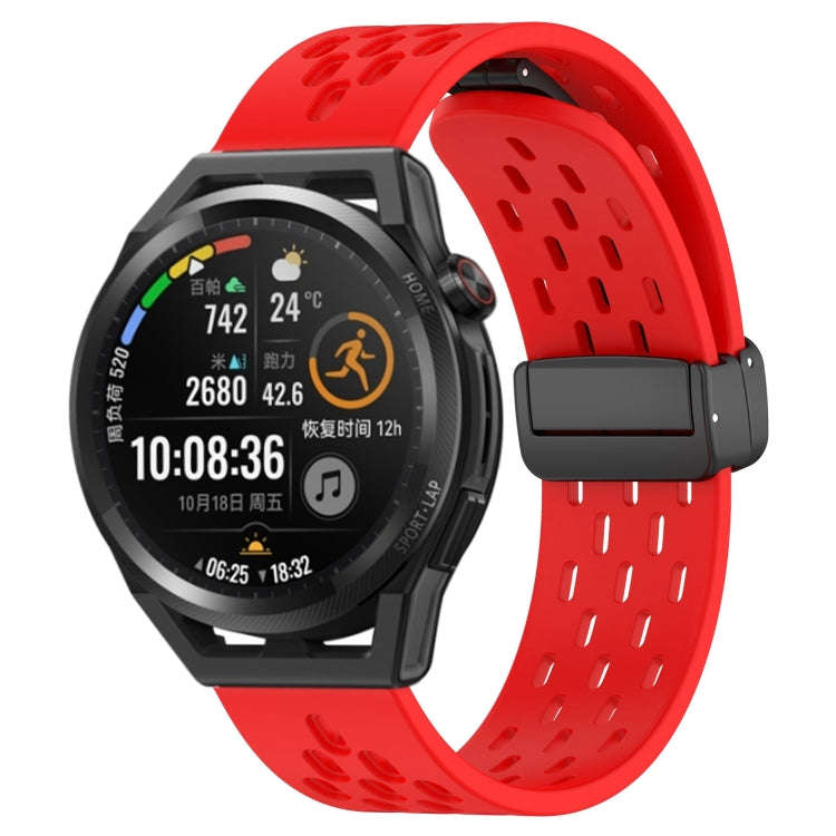 For Huawei Watch GT Runner 22mm Folding Magnetic Clasp Silicone Watch Band(Red)