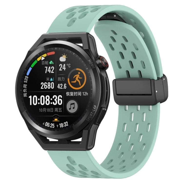 For Huawei Watch GT Runner 22mm Folding Magnetic Clasp Silicone Watch Band(Teal)
