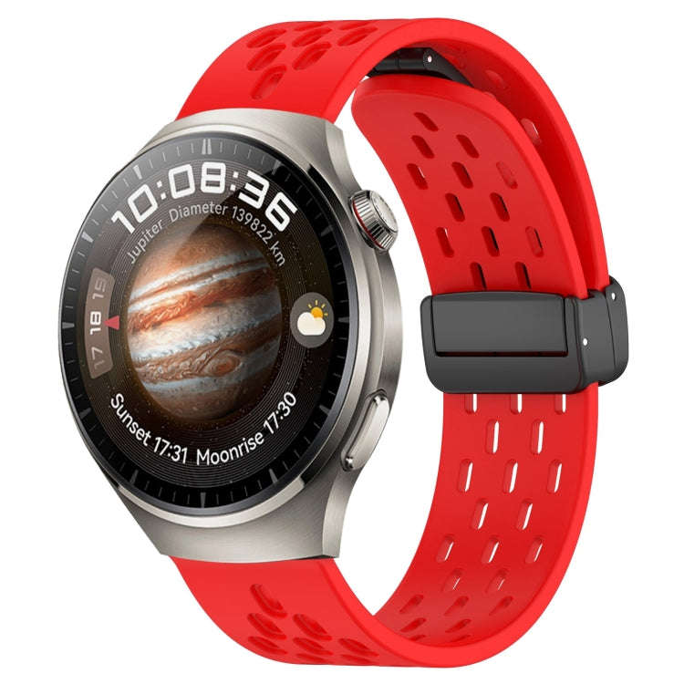 For Huawei Watch 4 22mm Folding Magnetic Clasp Silicone Watch Band(Red)