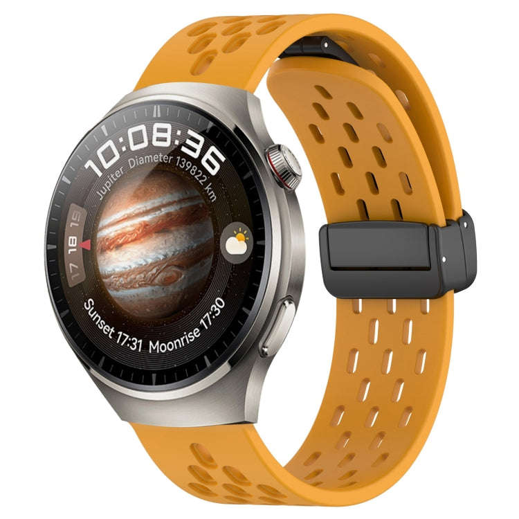 For Huawei Watch 4 22mm Folding Magnetic Clasp Silicone Watch Band(Yellow)
