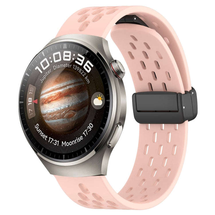 For Huawei Watch 4 22mm Folding Magnetic Clasp Silicone Watch Band(Pink)