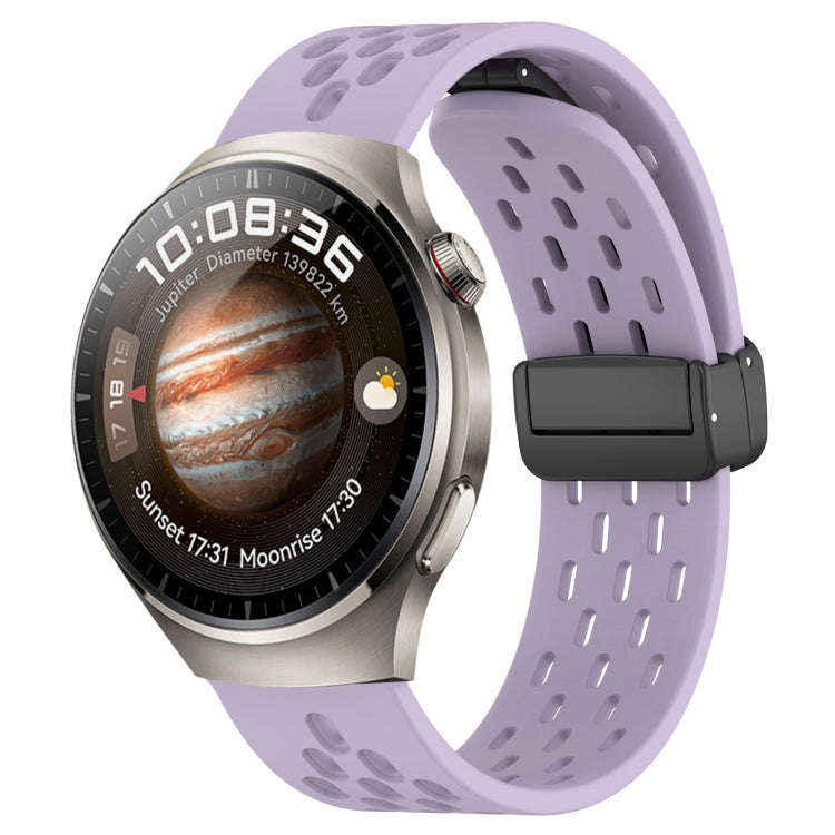 For Huawei Watch 4 22mm Folding Magnetic Clasp Silicone Watch Band(Purple)
