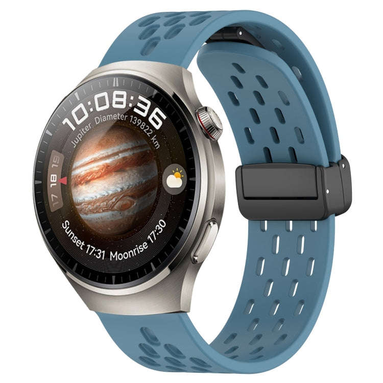 For Huawei Watch 4 Pro 22mm Folding Magnetic Clasp Silicone Watch Band(Blue)