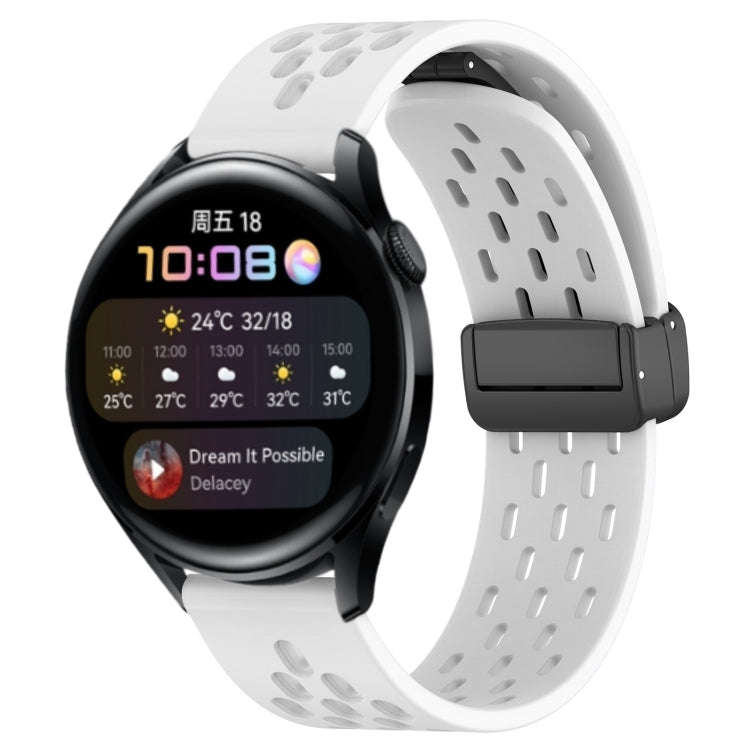 For Huawei Watch 3 22mm Folding Magnetic Clasp Silicone Watch Band(White)
