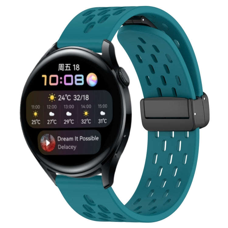 For Huawei Watch 3 22mm Folding Magnetic Clasp Silicone Watch Band(Hidden Green)