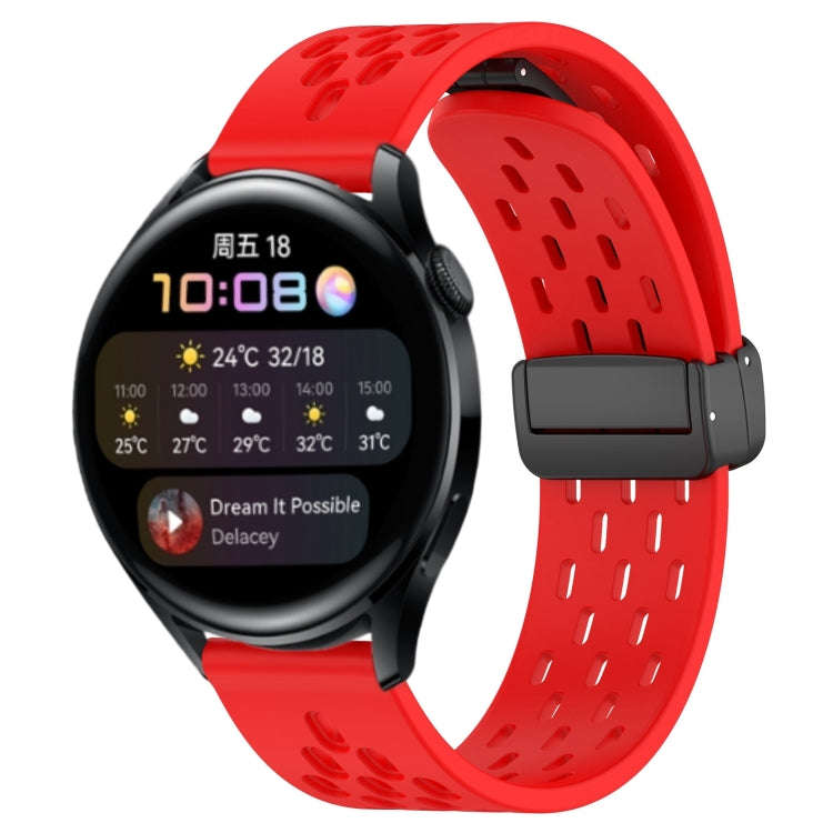 For Huawei Watch 3 22mm Folding Magnetic Clasp Silicone Watch Band(Red)