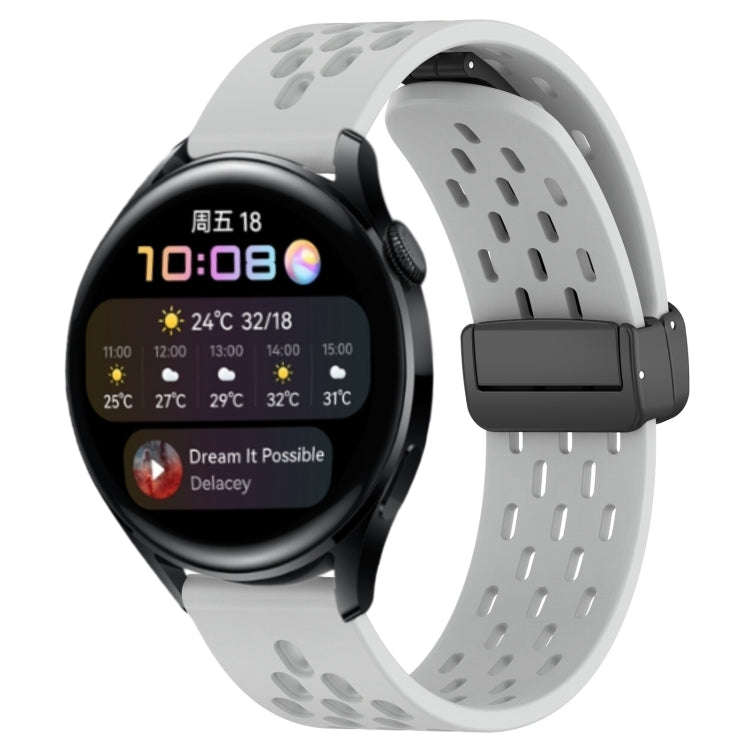 For Huawei Watch 3 22mm Folding Magnetic Clasp Silicone Watch Band(Light Grey)