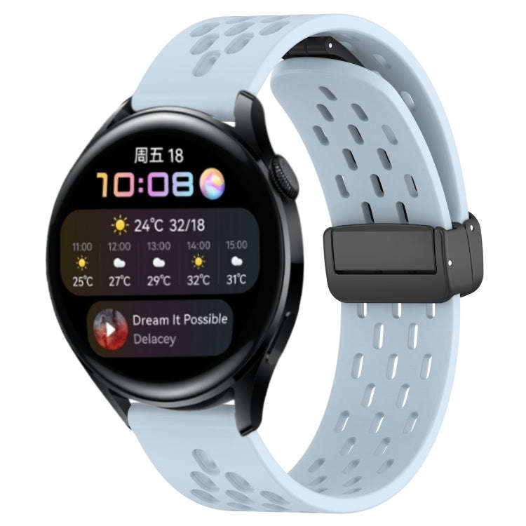 For Huawei Watch 3 22mm Folding Magnetic Clasp Silicone Watch Band(Light Blue)