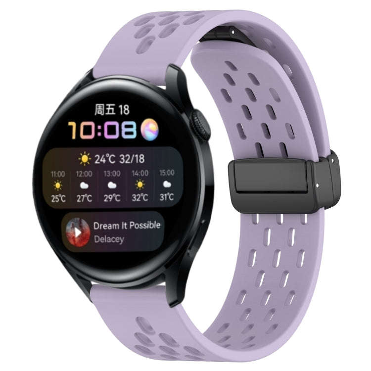 For Huawei Watch 3 22mm Folding Magnetic Clasp Silicone Watch Band(Purple)