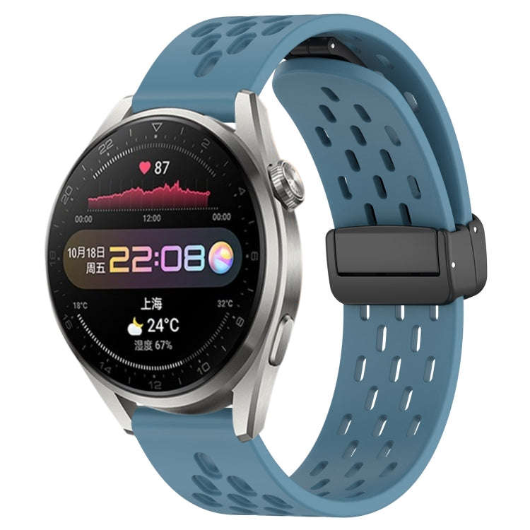 For Huawei Watch 3 Pro 22mm Folding Magnetic Clasp Silicone Watch Band(Blue)