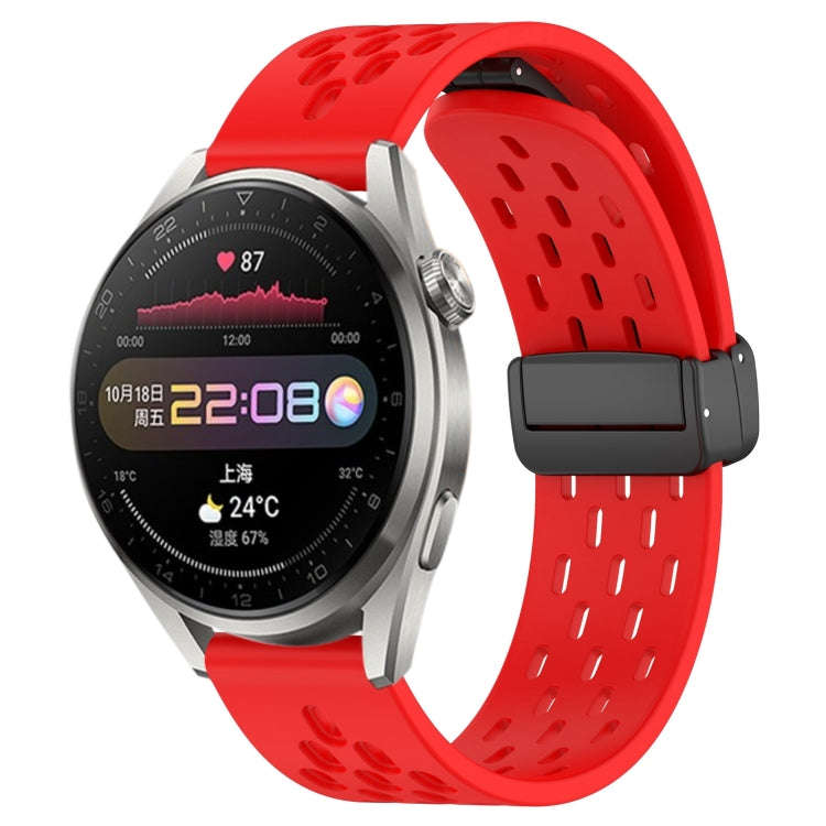 For Huawei Watch 3 Pro 22mm Folding Magnetic Clasp Silicone Watch Band(Red)