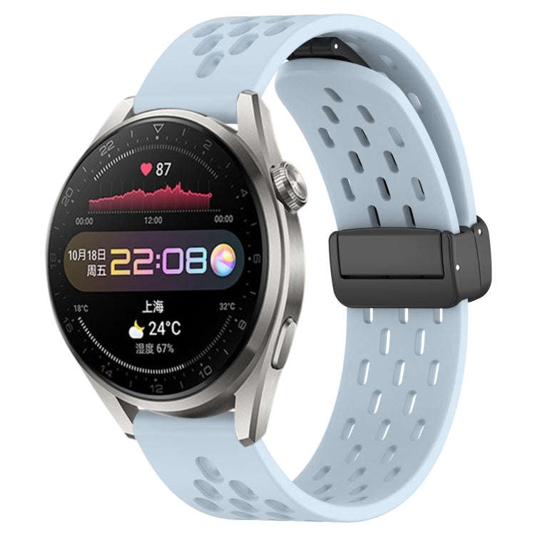 For Huawei Watch 3 Pro 22mm Folding Magnetic Clasp Silicone Watch Band(Light Blue)