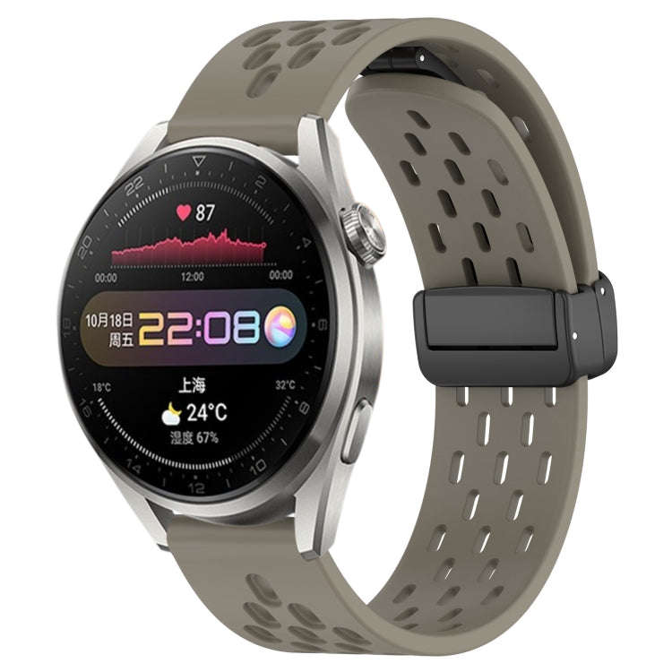For Huawei Watch 3 Pro 22mm Folding Magnetic Clasp Silicone Watch Band(Space Ash)