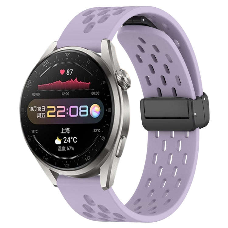 For Huawei Watch 3 Pro 22mm Folding Magnetic Clasp Silicone Watch Band(Purple)