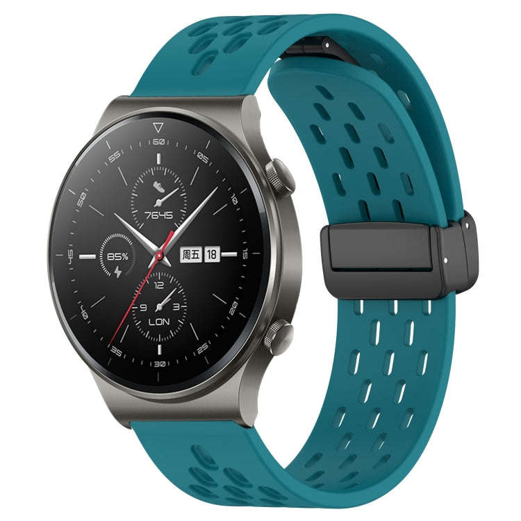 For Huawei GT2 Pro 22mm Folding Magnetic Clasp Silicone Watch Band(Hidden Green)