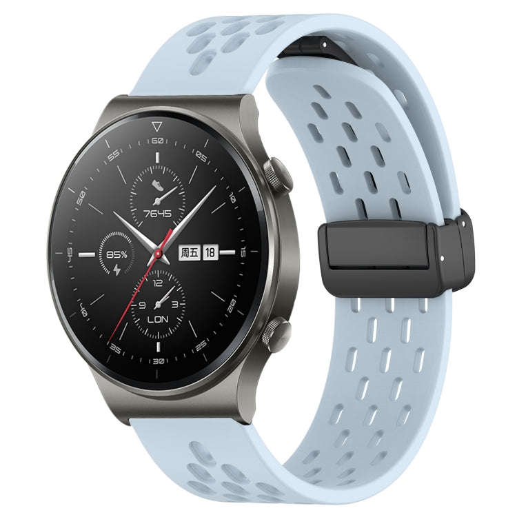 For Huawei GT2 Pro 22mm Folding Magnetic Clasp Silicone Watch Band(Light Blue)