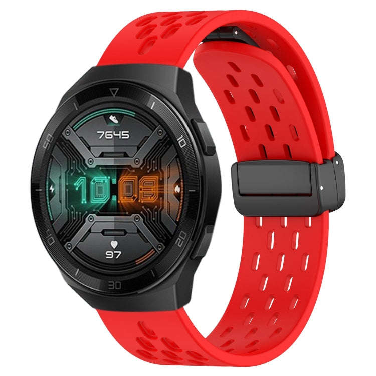 For Huawei Watch GT 2E 22mm Folding Magnetic Clasp Silicone Watch Band(Red)