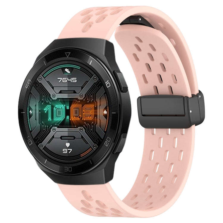 For Huawei Watch GT 2E 22mm Folding Magnetic Clasp Silicone Watch Band(Pink)