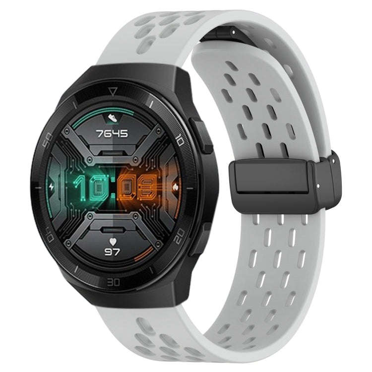 For Huawei Watch GT 2E 22mm Folding Magnetic Clasp Silicone Watch Band(Light Grey)