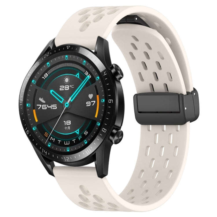 For Huawei GT2 46mm 22mm Folding Magnetic Clasp Silicone Watch Band(Starlight Color)