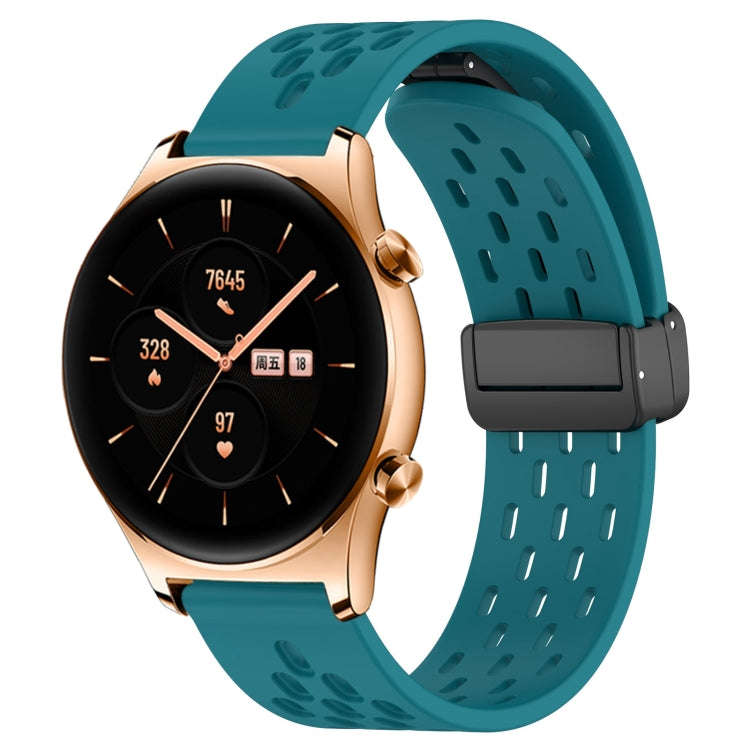 For Honor Watch GS 3 22mm Folding Magnetic Clasp Silicone Watch Band(Hidden Green)