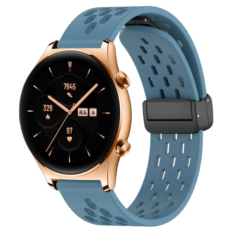 For Honor Watch GS 3 22mm Folding Magnetic Clasp Silicone Watch Band(Blue)