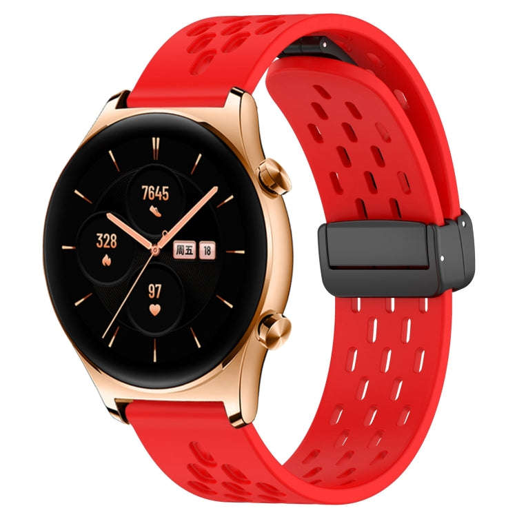 For Honor Watch GS 3 22mm Folding Magnetic Clasp Silicone Watch Band(Red)