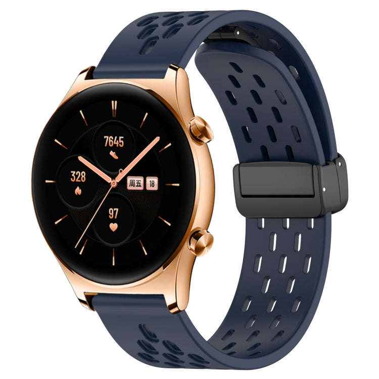 For Honor Watch GS 3 22mm Folding Magnetic Clasp Silicone Watch Band(Midnight Blue)