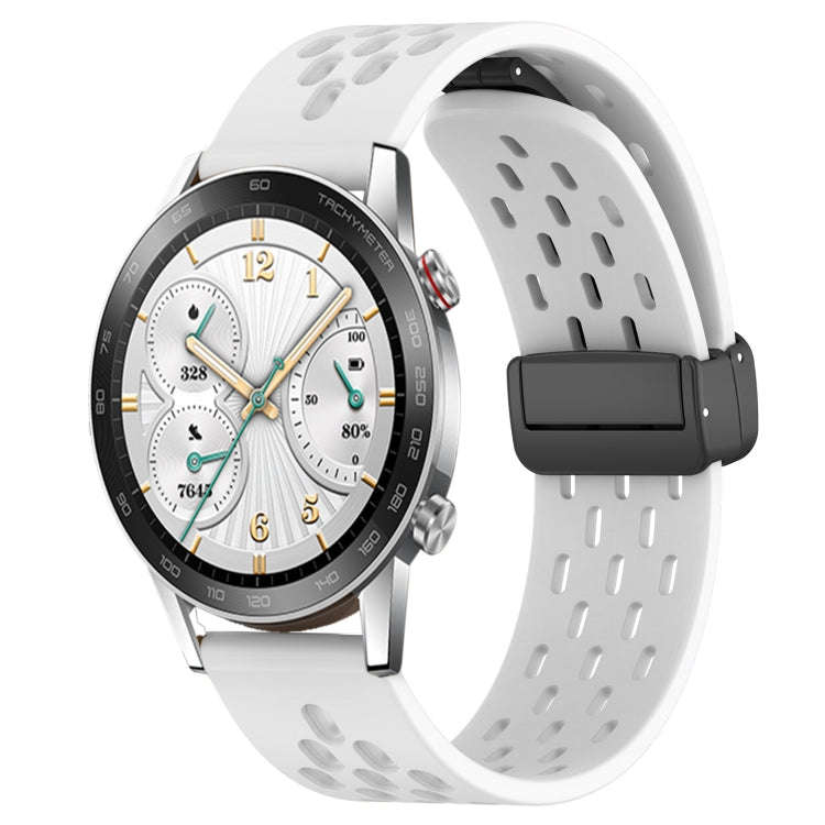 For Honor Watch GS 3i 22mm Folding Magnetic Clasp Silicone Watch Band(White)