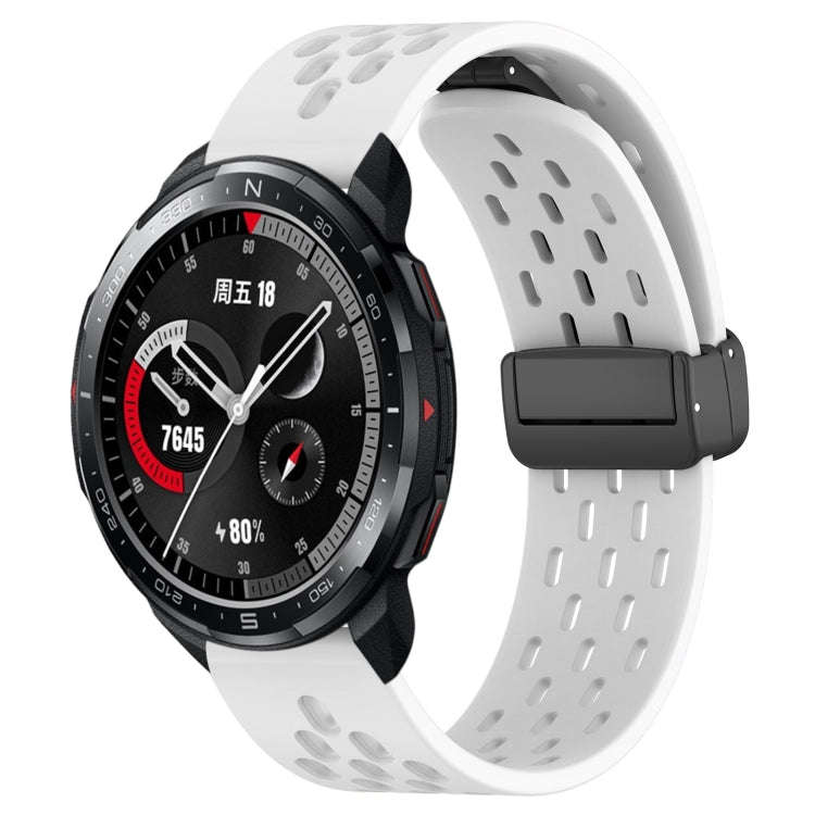 For Honor Watch GS Pro 22mm Folding Magnetic Clasp Silicone Watch Band(White)