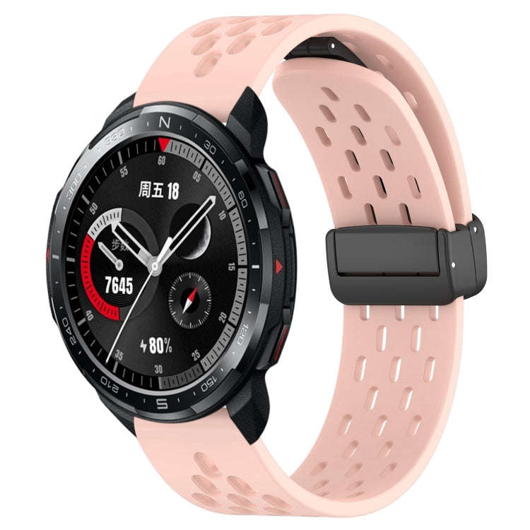 For Honor Watch GS Pro 22mm Folding Magnetic Clasp Silicone Watch Band(Pink)