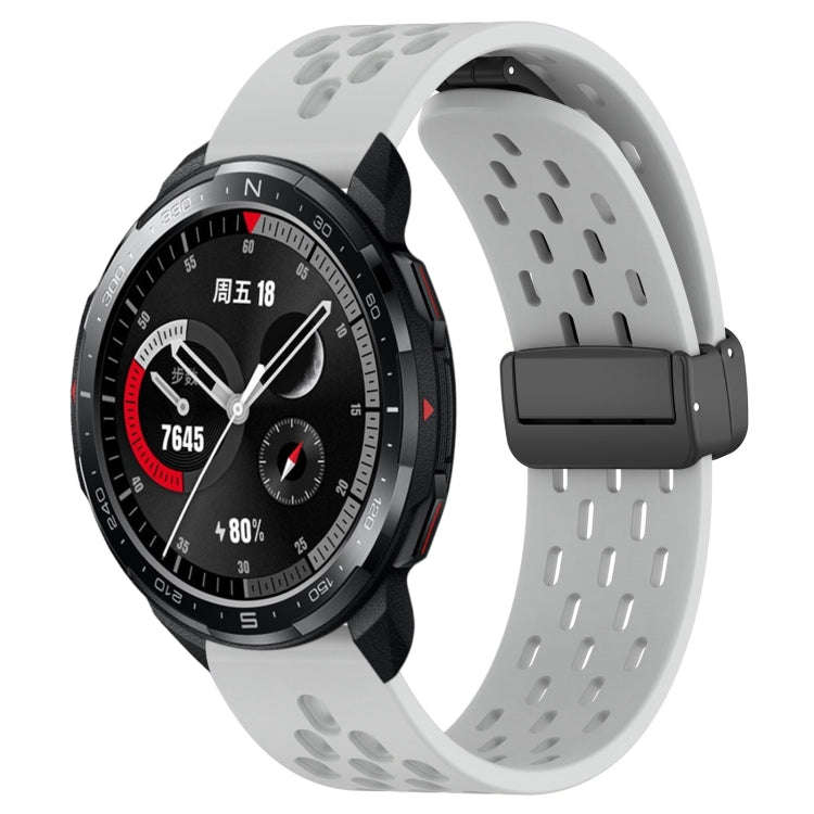 For Honor Watch GS Pro 22mm Folding Magnetic Clasp Silicone Watch Band(Light Grey)